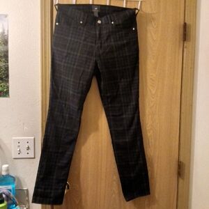 H&M Black Green & Blue Plaid Pants